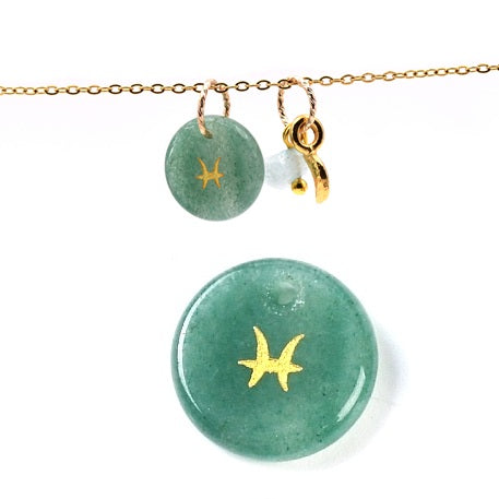 Buy Green aventurine pendant 12mm astrological sign Pisces - Hole: 1mm (1)