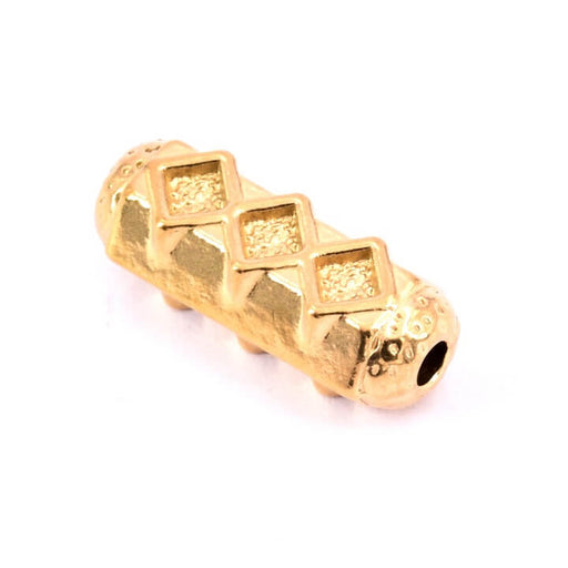 Buy Tube bead engraved diamond Golden stainless steel - 18x6mm Hole: 2mm (1)