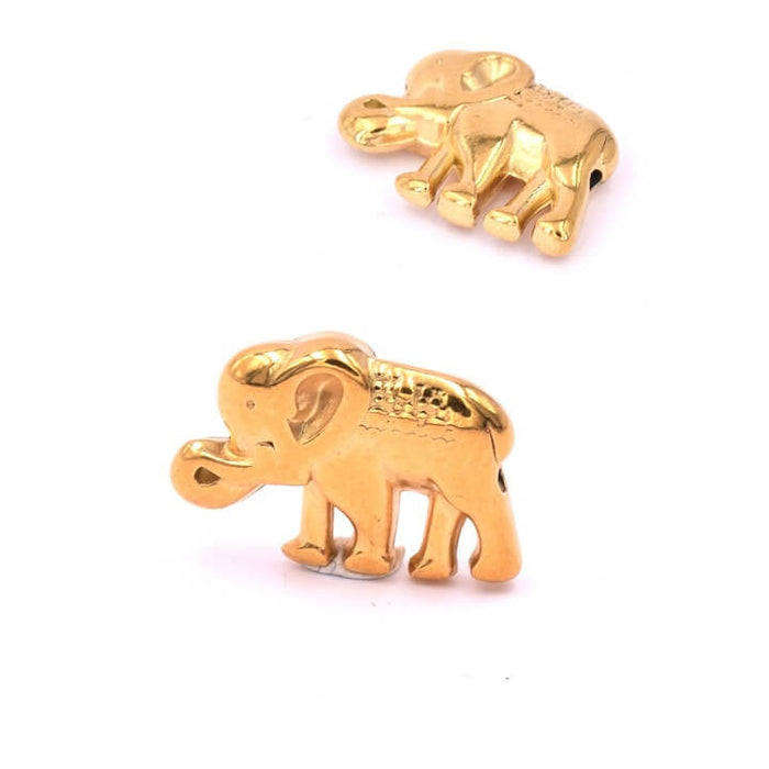 Bead elephant Gold stainless steel - 12x17mm - Hole: 1.5mm (1)