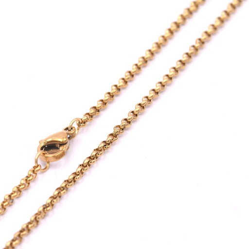 Chain necklace rolo mesh Golden stainless steel 2mm - 45cm (1)