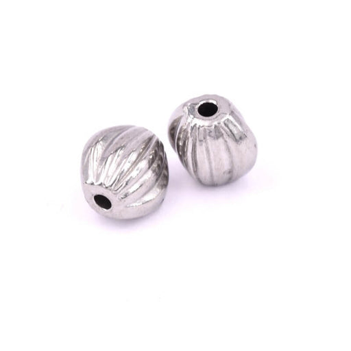 Buy Grooved oval stainless steel bead 8x6mm - Hole: 1.5mm (1)