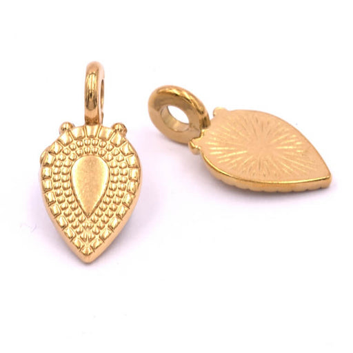 Buy Ethnic leaf teardrop pendant in gold-plated steel 18x9mm - hole: 2.5mm (1)