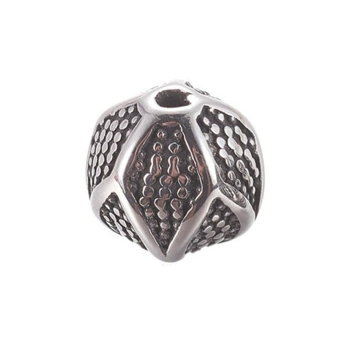 Bead stainless steel antique silver color engraved 10mm (1)