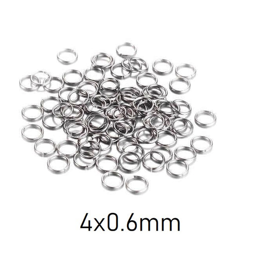 Jump rings Stainless steel 4x0.6mm (40)