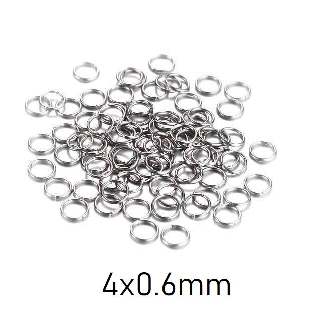 Jump rings Stainless steel 4x0.6mm (40)