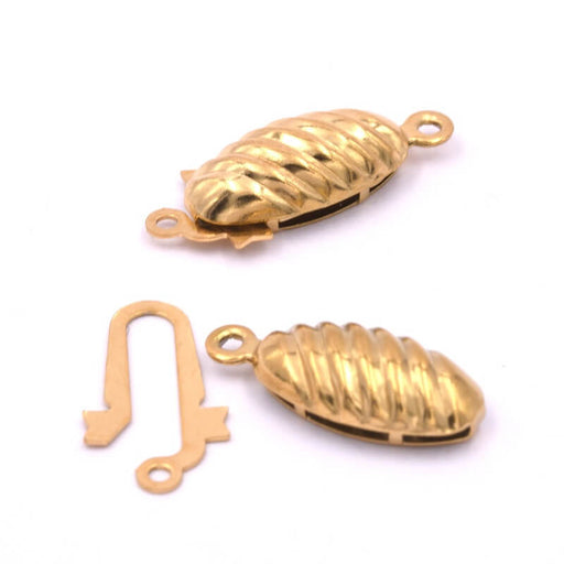 Buy Clasp Domed oval golden stainless steel 16x5mm (1)