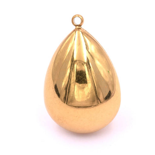 Buy Domed teardrop pendant gold stainless steel 28x18mm (1)