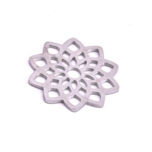 Flower connector pendant Stainless steel 25mm - Hole: 3.5mm (1)