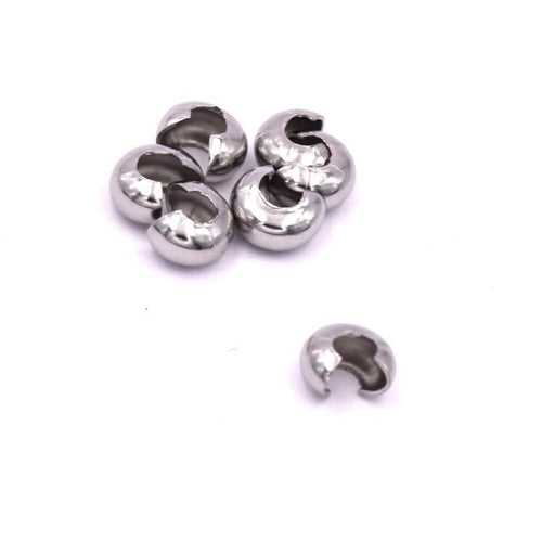 Crimp cover bead Stainless steel 4.5x3mm (5)