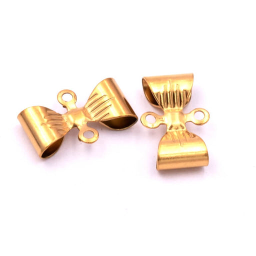 Bow tie connector Gold stainless steel 11x8mm-Hole: 2mm (2)