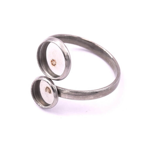 Buy Adjustable stainless steel ring for 8mm and 6mm round cabochons (1)