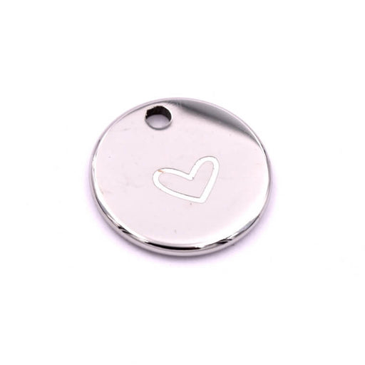 Buy Round and flat stainless steel medal engraved heart 11mm (1)