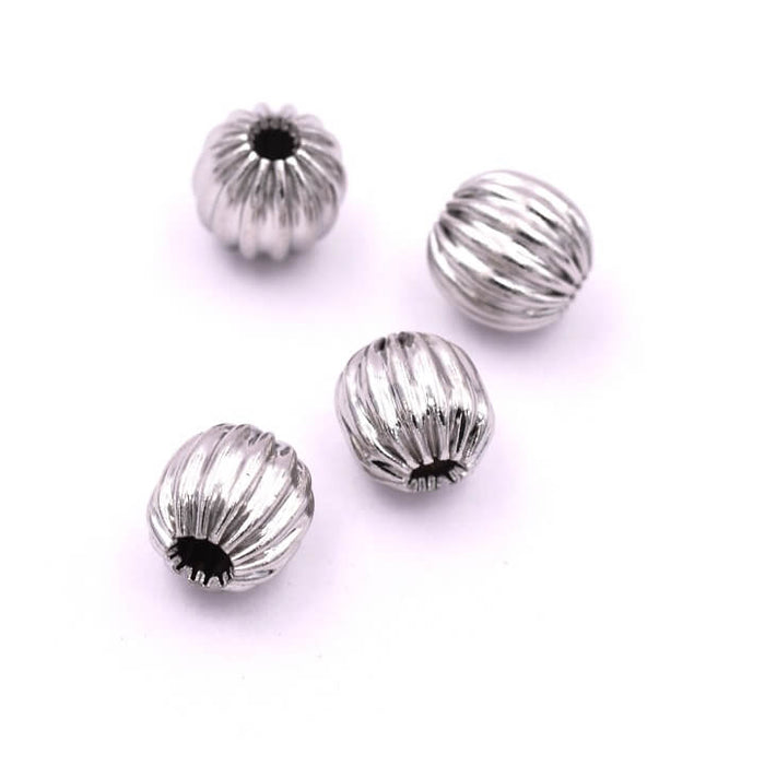 Grooved bead 6mm stainless steel - Hole: 1.5mm (4)