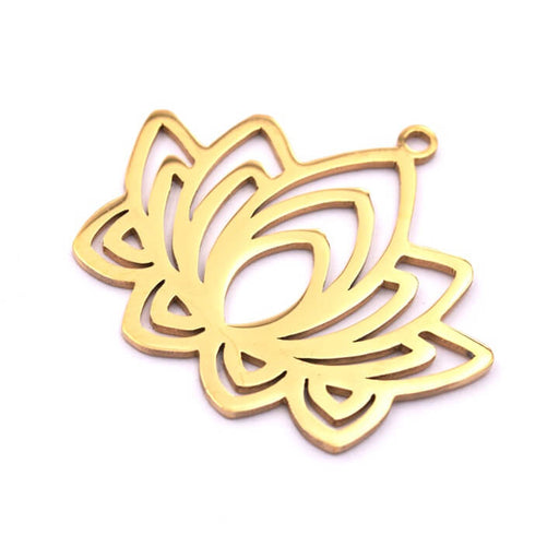 Lotus pendant 25mm - golden stainless steel - Hole: 1.5mm (1)