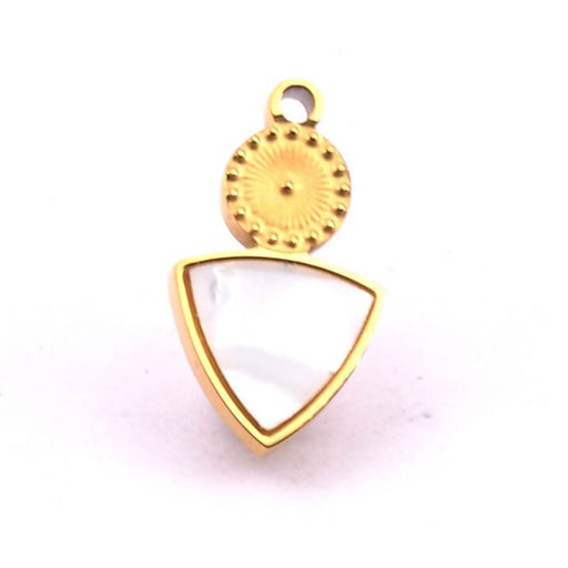 Buy Round triangle charm pendant golden steel shell resin 15x8.5mm (1)