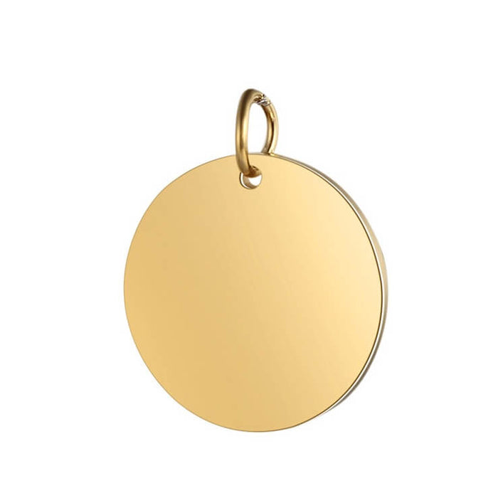 Round medal pendant golden stainless steel12mm (1)