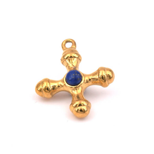 Lapis lazuli cross pendant Golden stainless steel24mm (1)