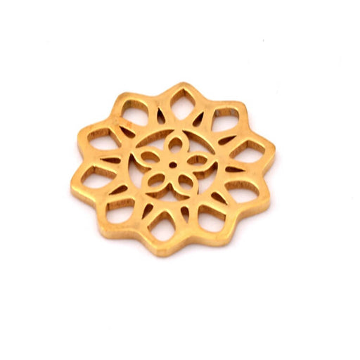 Rosette flower connector Gold stainless steel15mm (1)