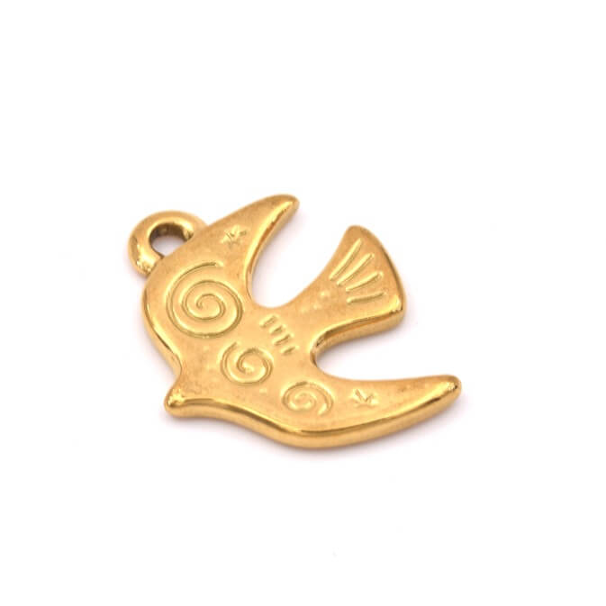 Flying bird pendant gold stainless steel 16x18mm (1)