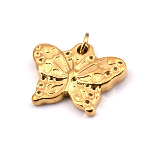 Buy Butterfly pendant 12x15mm Golden stainless steel with ring (1)