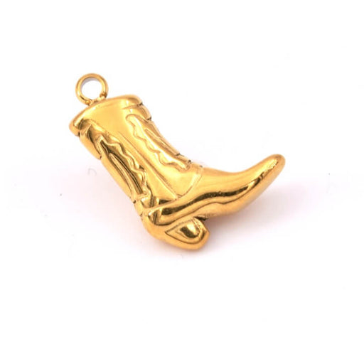 Buy Cowboy boots pendant golden stainless steel 15mm - hole: 1mm (1)