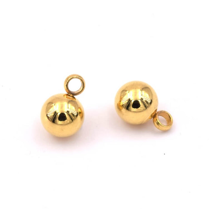 Ball pendant Golden stainless steel 6mm - Hole 1.5mm (2)