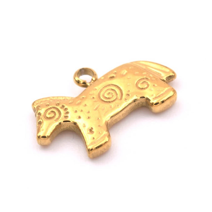 Horse pendantGold stainless steel 15x9mm - Hole: 1.2mm (1)