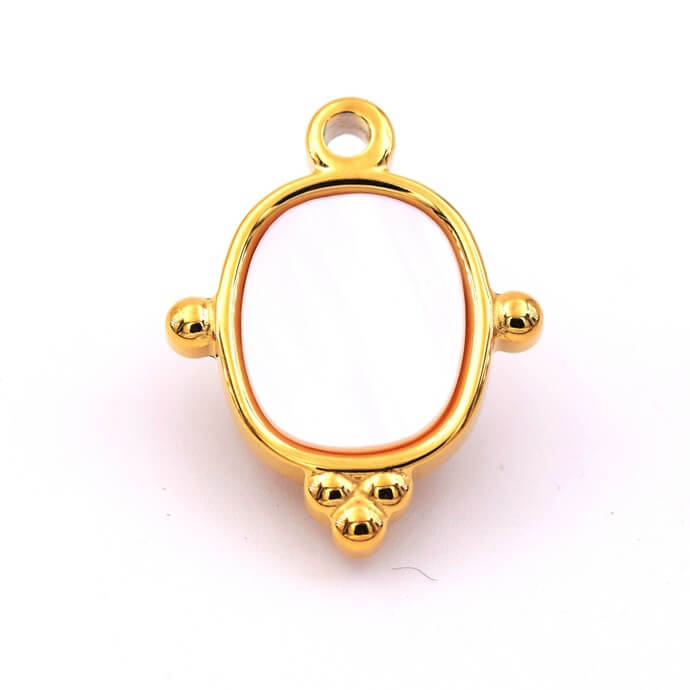 Pendant with square shell - Golden stainless steel 22mm - Hole: 1.5mm (1)