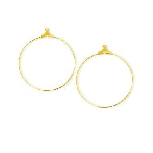 Buy Pendant hoop earrings Golden brass 24x1mm for threading beads (4)