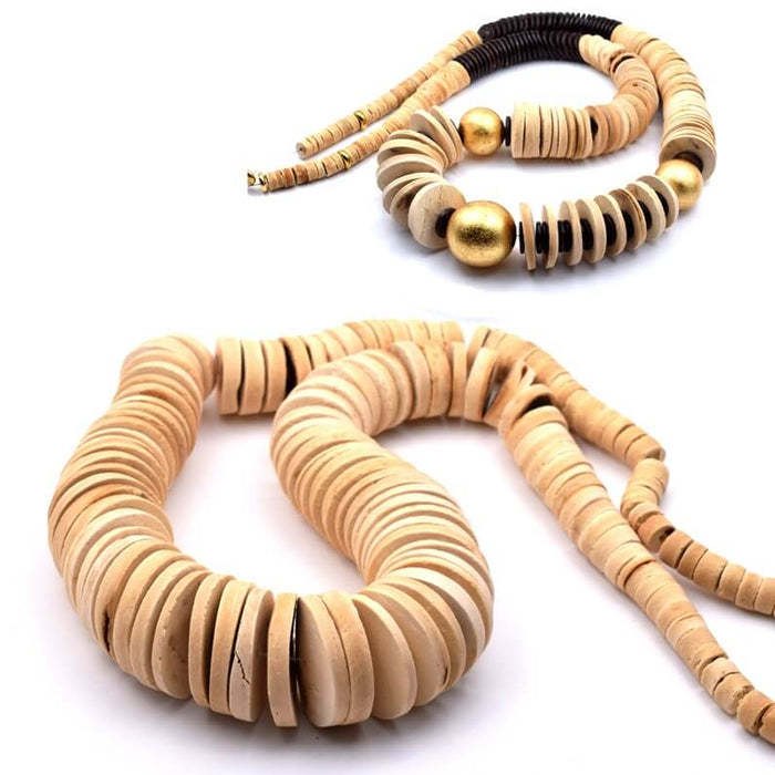 Coconut disc heishi beads 6-25x2-4mm - Hole: 1mm (1fil)