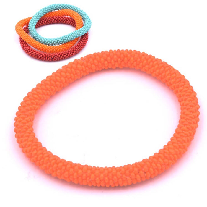 Nepalese crocheted bangle bracelet ORANGE 65mm (1)