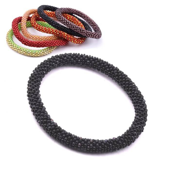 Black Nepalese crocheted bangle bracelet 65mm (1)