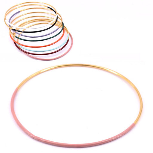 Thin round golden steel bangle bracelet and old pink enamel 6.5x1.8mm (1)