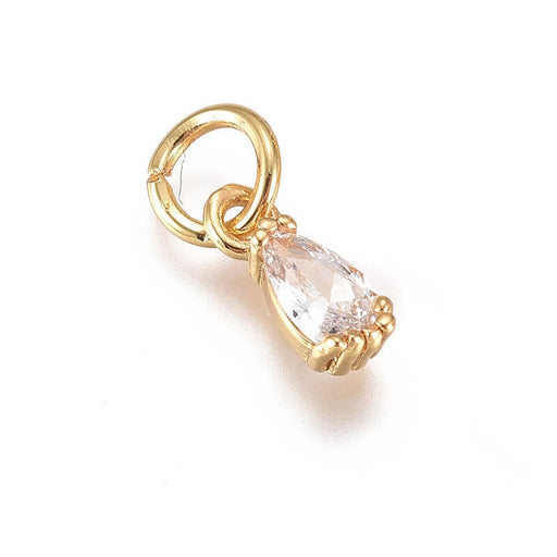 Zircon beaded drop charm pendant Quality golden 8x3mm (1)