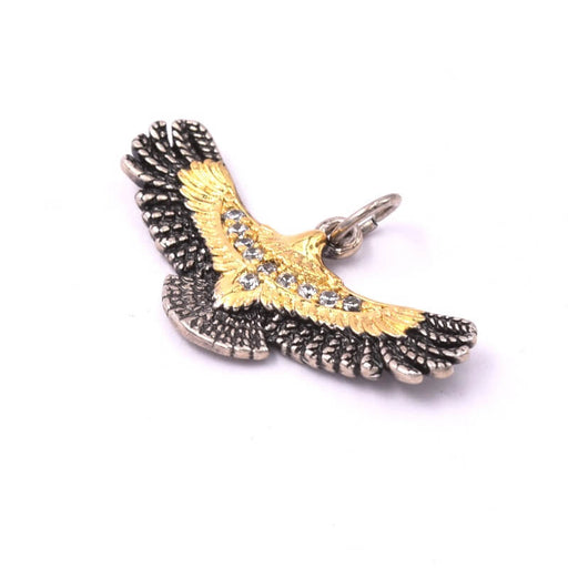 Flying eagle condor pendant with zircon 27mm silver and golden brass (1)