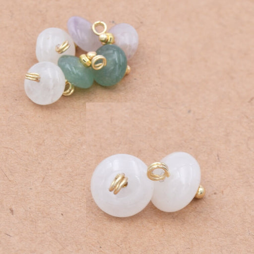 Buy Button rondelle pendant - white jade and golden brass 10mm (2)