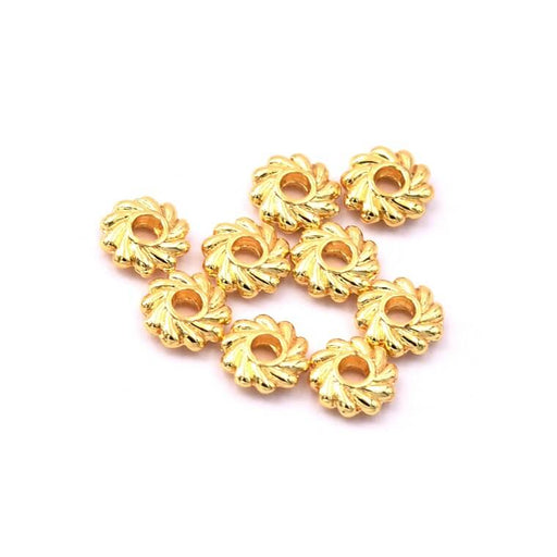 Heishi bead separator flower gold metal 5x1mm - Hole: 1.2mm (10)