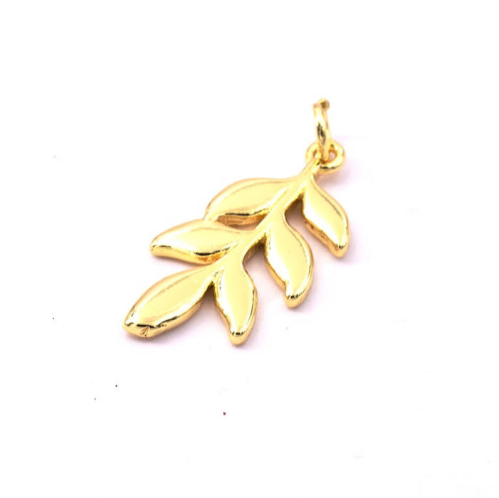 Leaf pendant 24mm golden brass (1)