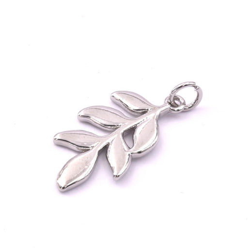 Leaf pendant 24mm Rhodium colored brass (1)