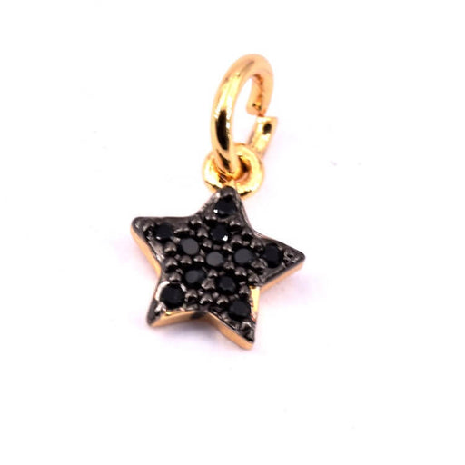 Buy Star pendant Brass and paved with zircons 7mm - hole: 2.5mm (1)