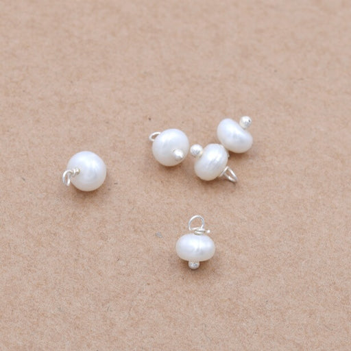 Buy Mini charms freshwater pearl charm 4.5mm Sterling Silver stem (5)