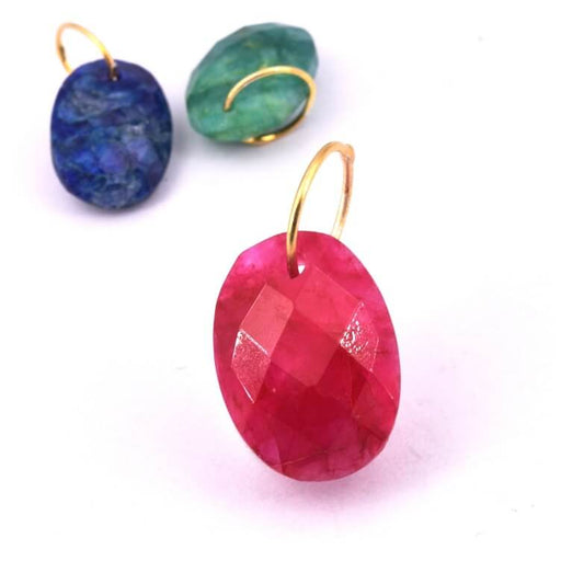 Buy Oval faceted Ruby pendant 14x11mm and brass ring (1)