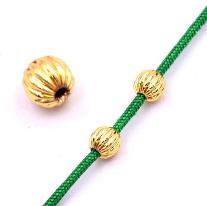 Grooved bead golden brass 5mm - Hole: 1.2mm (2)