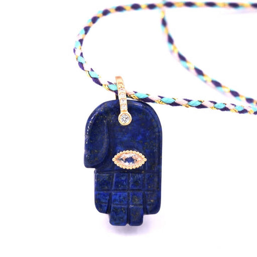 Fatma hand pendant Lapis lazuli and crystal eye 27x17mm (1)