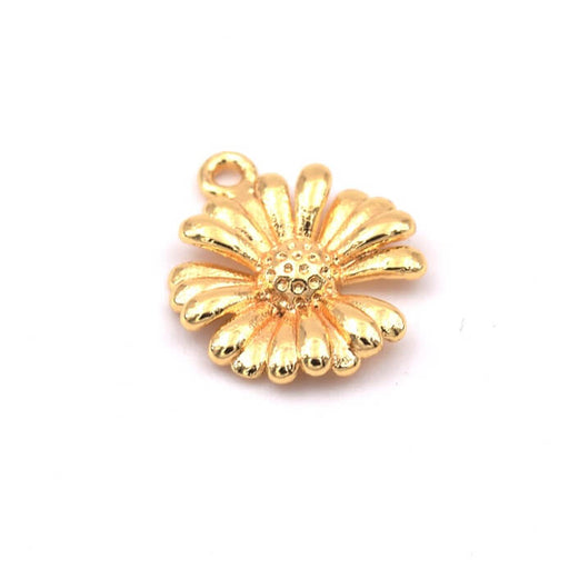 Buy Small daisy flower charm pendant in golden brass 12x10mm (1)