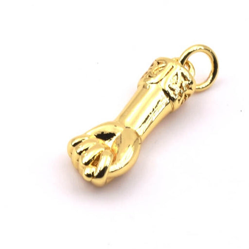 Fist pendant Golden brass 20mm - Hole: 3mm (1)