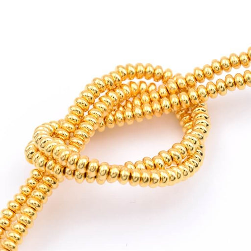 Buy Czech rondelle bead 24K Gold Plated 3mm - Hole: 0.8mm (1strand-19cm)