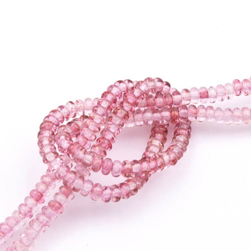 Buy Czech Rondelle glass Bead Luster-Transparent Topaz/Pink 3mm (1strand-18cm)