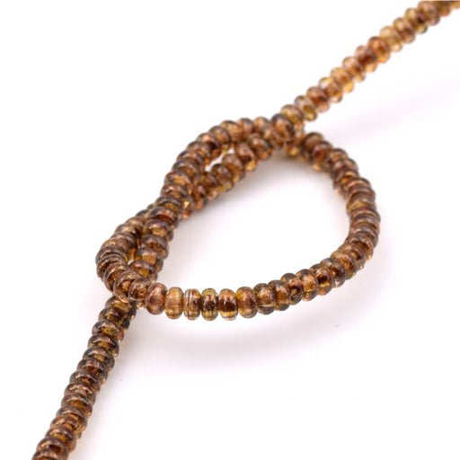 Buy Bohemian Rondelle Bead Luster-Transparent Gold/Smoked Topaz 3mm (1 strand-18cm)