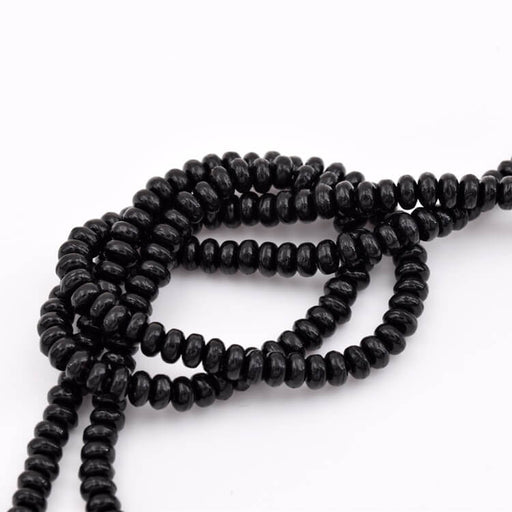 Buy Czech Jet Rondelle glass Bead 3mm - Hole: 0.8mm (1strand-20cm)